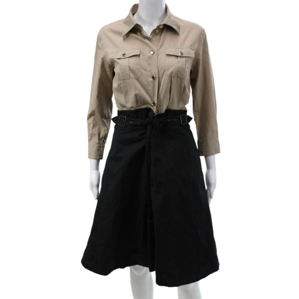 Paule Ka Unisex Dress Beige Collared Long Sleeve Knee-Length Size 38